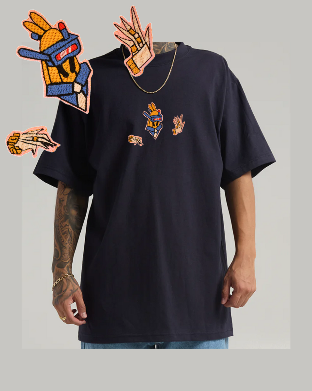 7.5oz Max Heavyweight Short Sleeve (Robot design with PINK border)